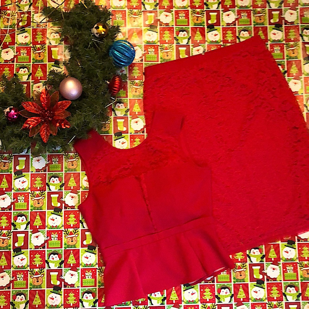 *Lipstick Red* BCBGMAXAZRIA Peplum Cocktail Dress.